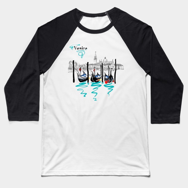 Gondolas in Venice lagoon, Italia Baseball T-Shirt by kavalenkava